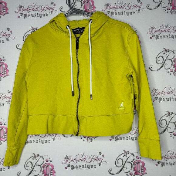 Kangol sweater zip up lime green yellow hoodie zipper cute luxe comfy lounge - Picture 2 of 8